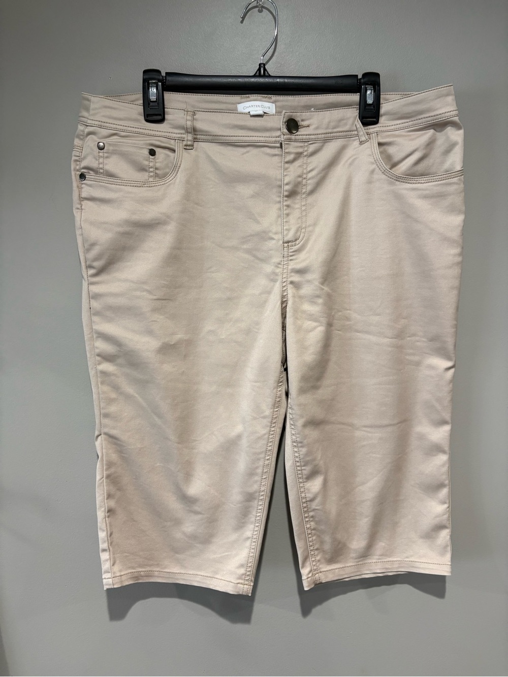 Charter Club Beige Bristol Comfort Stretch Capri Pants Size 14